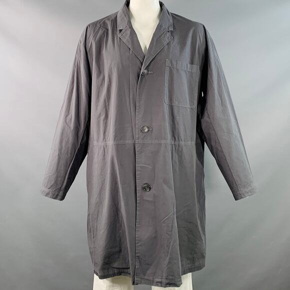 SNOW PEAK Size XL Grey Charcoal Dyed Cotton Oversized Button Up Coat - Picture 1 of 7